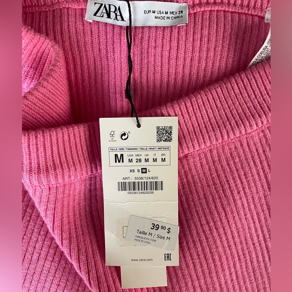 NWT ZARA pink knit mini skirt M - Picture 2 of 3